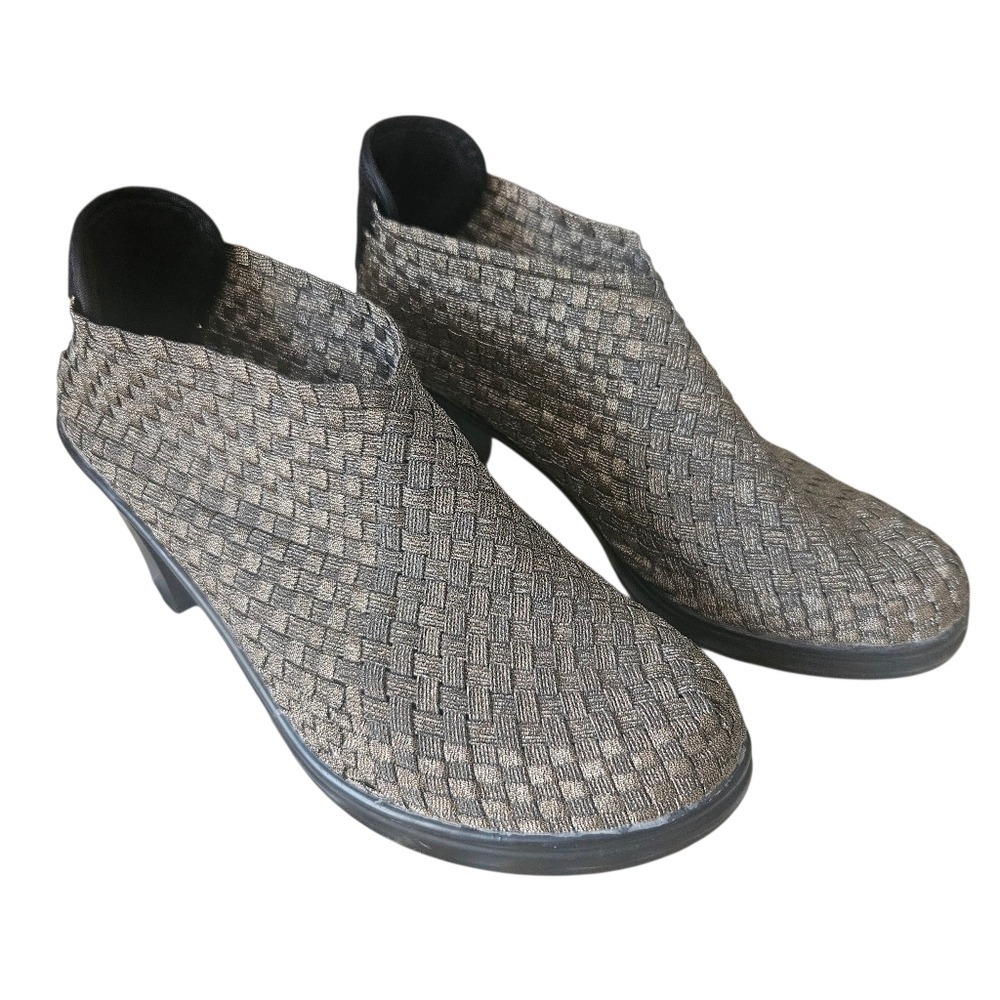 BERNIE MEV Chesca Women's 39 (US 8.5-9) Gold Woven Stretch‎ Pumps Bootie Ankle